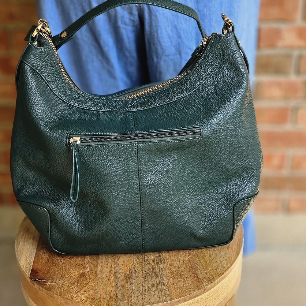 Dark Green Leather Hobo Bag - Classic Women's Shoulder Bag - Picture 2 of 2